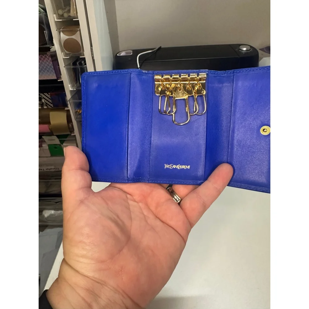 Women's Yves Saint Laurent Blue Leather Key Holder - Picture 7 of 10